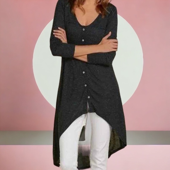 Soft Surroundings LENA Button Down Tunic Top, Navy Petite Medium Style 38748 - Picture 3 of 10